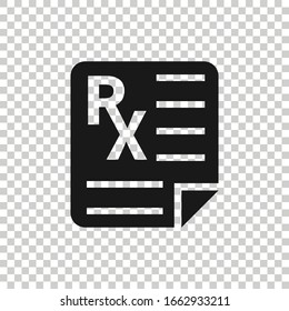 Prescription icon in flat style. Rx document vector illustration on white isolated background. Paper business concept.