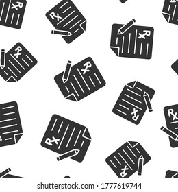 Prescription icon in flat style. Rx document vector illustration on white isolated background. Paper seamless pattern business concept.