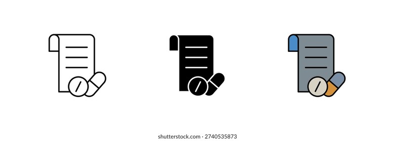 prescription icon. Line, solid and filled outline colorful version, outline and filled vector sign. Idea Symbol, logo illustration.