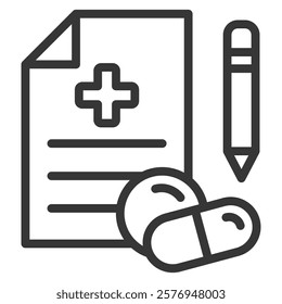 Prescription Icon Lineal Style Vector Illustration