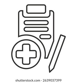 prescription icon, medical symbol, flat vector illustration on white background