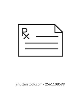 Prescription icon Outline vector line symbol