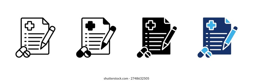 Prescription icon set multiple style collection