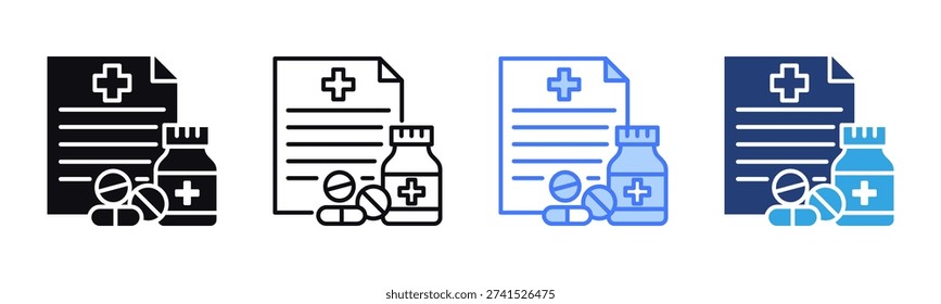 Prescription icon sheet multiple style collection