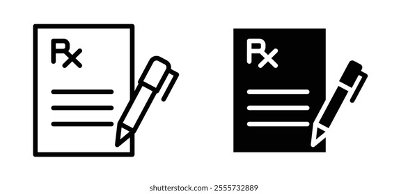 Prescription icon symbol collection on white background.