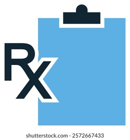 Prescription Icon Vector, A clean and modern design featuring a medical prescription symbol (Rx). Perfect for healthcare, pharmacy medical apps, and pharmaceutical industry related visuals.