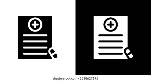 Prescription icon Vector in flat style. Collection silhouettes