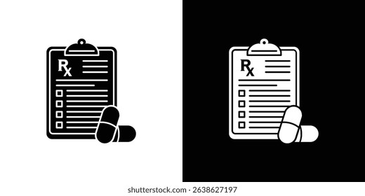 Prescription icon Vector in flat style. Collection silhouettes