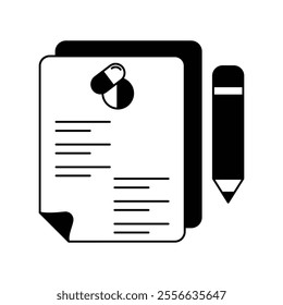 prescription icon with white background vector stock illustration