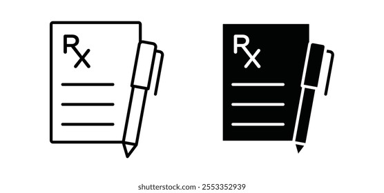 Iconos de la prescripción en estilo relleno y delineado negro