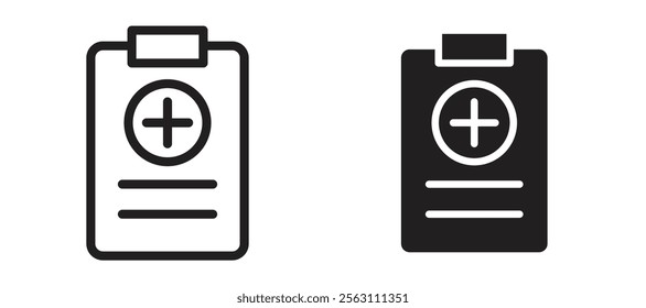 Prescription icons in black line and filled versions