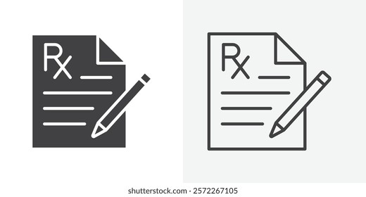 Prescription icons. flat and line style set