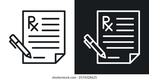 Prescription icons in thin black and white stroke liner style