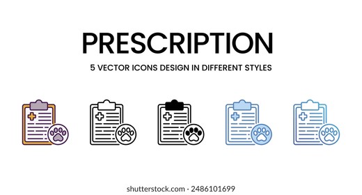 Prescription icons vector set stock illustration.