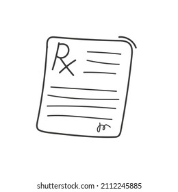  Prescription medical blanc, hand drawn Rx form isolated on white background