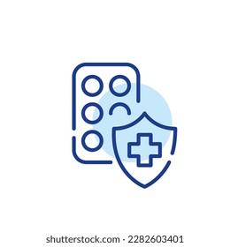 Prescription medication covered by medical health plan. Pixel perfect, editable stroke icon