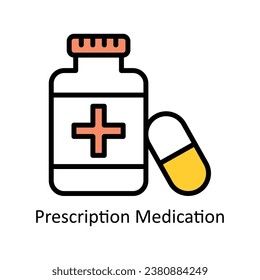 Prescription Medication  vector Filled outline Design illustration. Symbol on White background EPS 10 File 