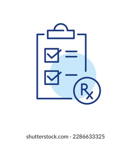 Prescription medications checklist. Pixel perfect, editable stroke line icon