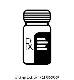 Prescription medicine bottle icon | Black Vector illustration |