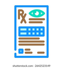 prescription optometry vision eye color icon vector. prescription optometry vision eye sign. isolated symbol illustration