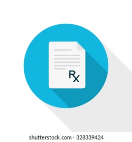 Prescription paper icon. Pharmacy design with prescription paper with Rx sign - prescription symbol. Flat style vector illustration. Pharmacy symbol.