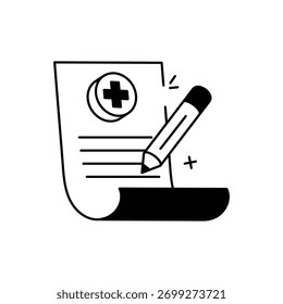 Prescrição Ícone vetorial de papel ilustração de stock