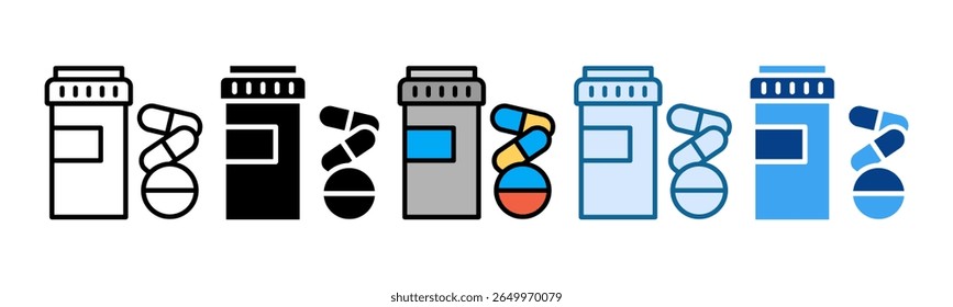  Prescription pill Icon Set Multiple Style Collection