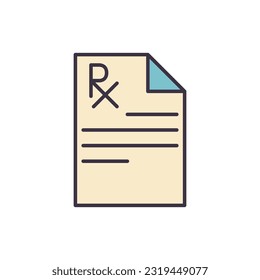 Prescription related vector line icon. Sheet, paper Isolated on white background. Vector illustration. Editable stroke