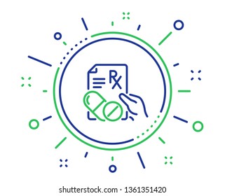 Prescription Rx recipe line icon. Medicine drugs pills sign. Quality design elements. Technology prescription drugs button. Editable stroke. Vector