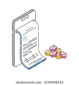 Prescription slip with medication pills for patient treatment