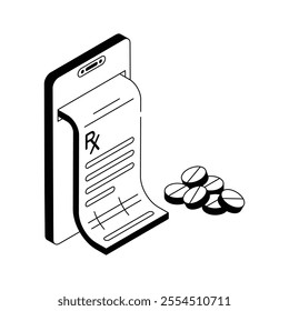 Prescription slip with medication pills for patient treatment