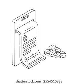 Prescription slip with medication pills for patient treatment