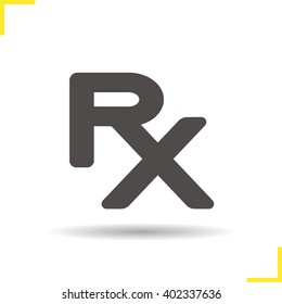 Prescription symbol. Drop shadow rx silhouette icon. Pharmacy store sign. Vector isolated illustration