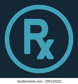 Prescription Symbol vector icon. Style is flat rounded symbol, blue color, rounded angles, dark blue background.