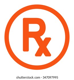 Prescription Symbol vector icon. Style is flat rounded symbol, orange color, rounded angles, white background.