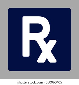 Prescription Symbol vector icon. Style is flat rounded square button, white and dark blue colors, silver background.