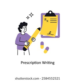 Prescription Writing Concept vector illustration.  isolated on white Background. 