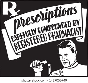 Prescriptions 2 - Retro Ad Art Banner for Pharmacists