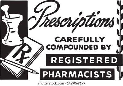 Prescriptions 3 - Retro Ad Art Banner for Pharmacists