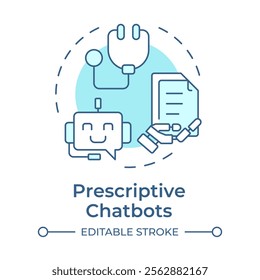 Prescriptive chatbots soft blue concept icon. Medical advice online service. Telemedicine technology. Round shape line illustration. Abstract idea. Graphic design. Easy to use in presentation