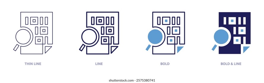 Prescriptive modeling icon in 4 different styles. Thin Line, Line, Bold, and Bold Line. Duotone style. Editable stroke.