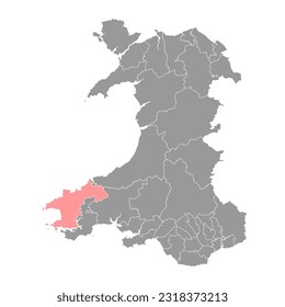 Preseli Pembrokeshire map, district of Wales. Vector illustration.