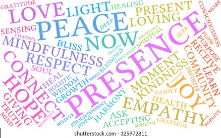Presence word cloud on a white background. 