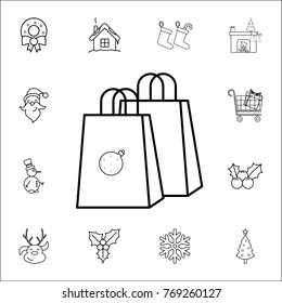 present bag line icon. Set of Christmas and New Year icons. Signs, outline symbols collection, simple thin line icons for websites, web design, mobile app on white background