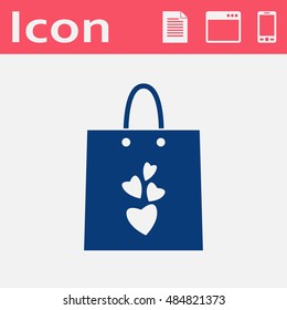 present bag wit hearts vector icon