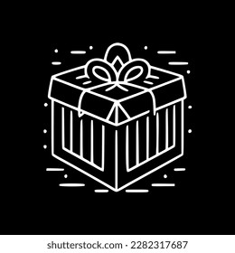Present - Black and White Isolated Icon - Vector illustration