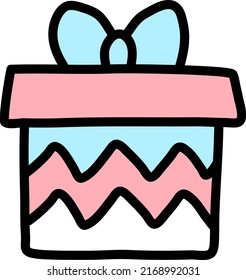 Presente con envoltura azul, ilustración, vector sobre fondo blanco.