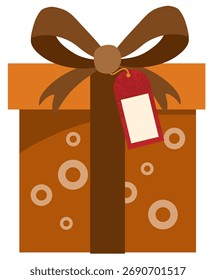 Presente caja con hojas de otoño y Vector de ilustración de arco