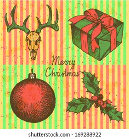 Present box, ball and mistletoe, unexpected Christmas set 