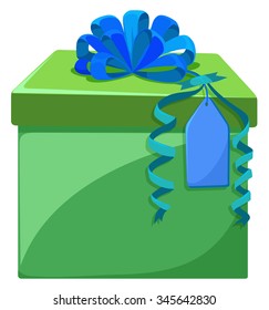 Present box with blue ribbon illustration